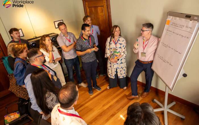 Group of people discussing topics in a breakout